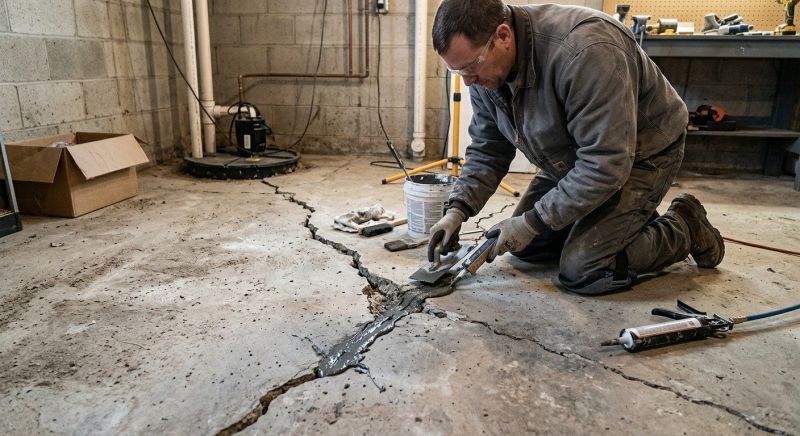 Cracked Basement Floor Repair in Wayne County, MI