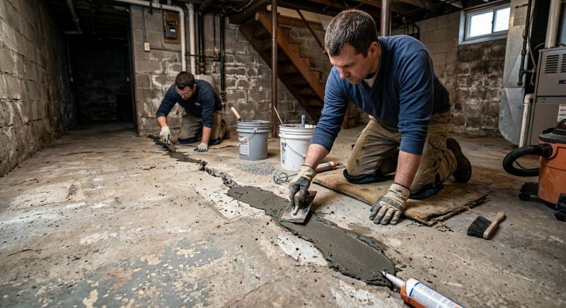 Cracked Basement Floor Repair in Wayne County, MI